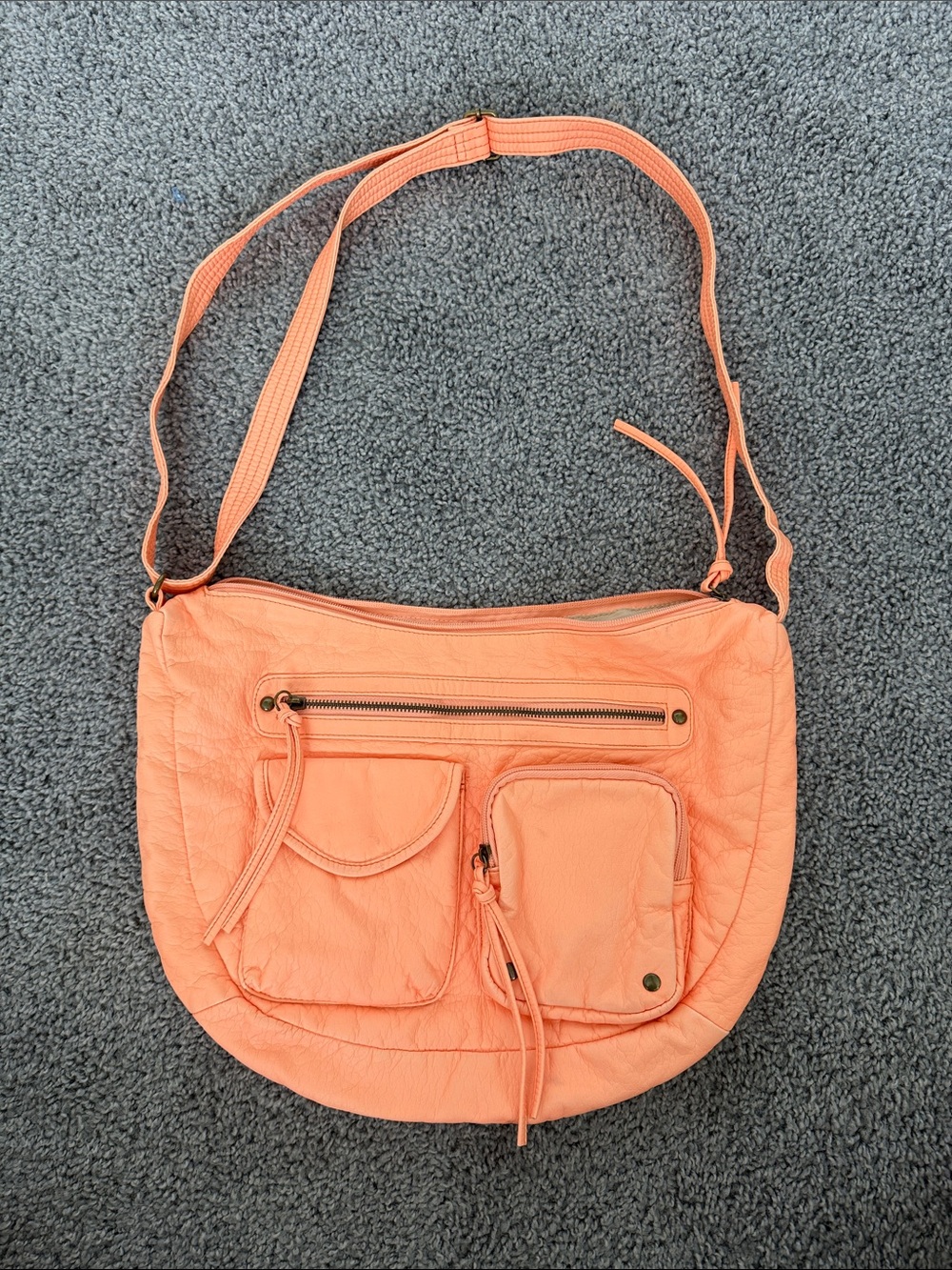 Women's Vintage Soft Coral Crossbody Bag with Multiple Pockets